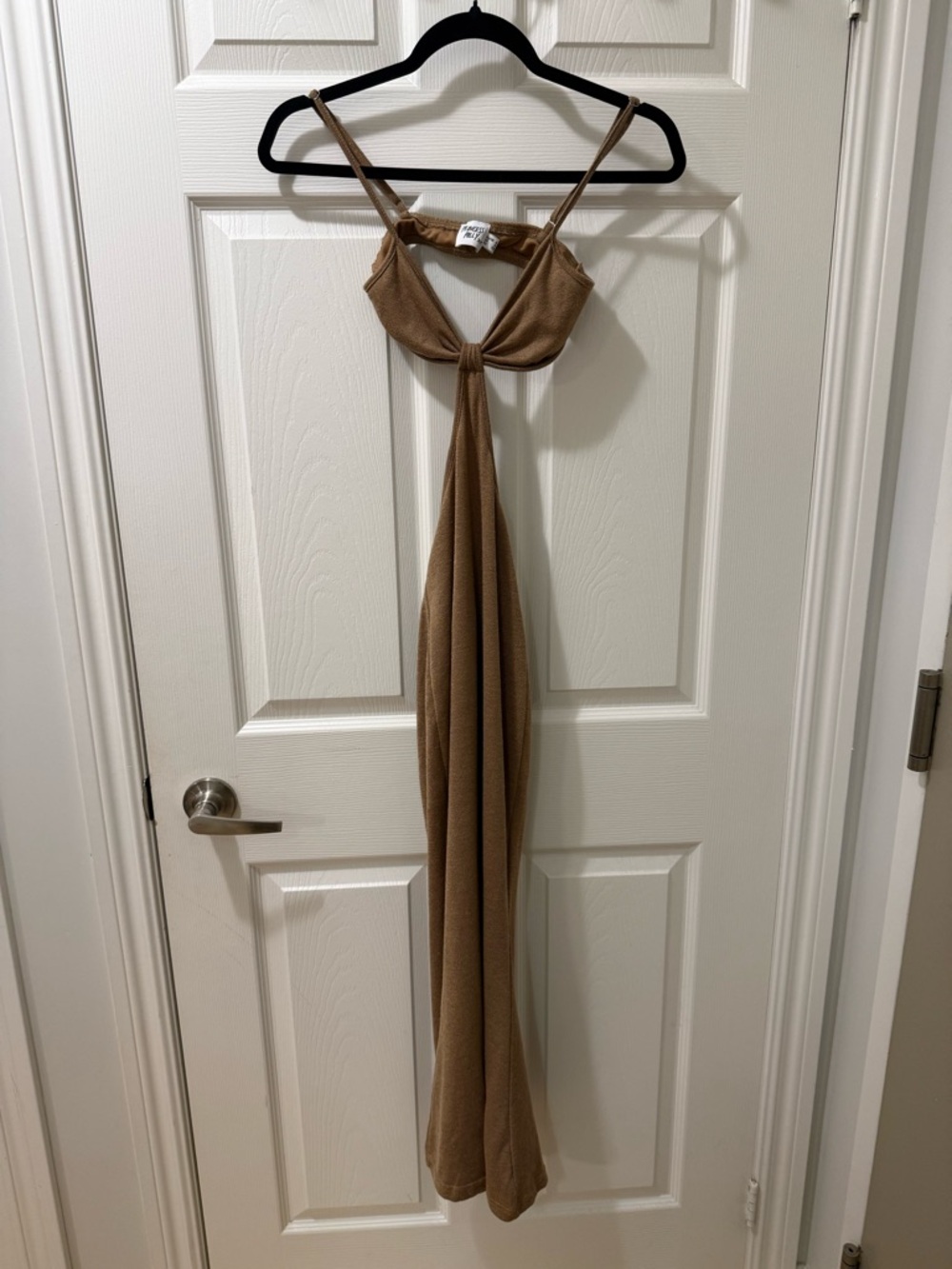 Princess Polly Brown Knit Tie-Front Maxi Dress